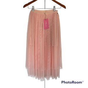 Nwt Gaudi teen tiered pink skirt size 12y elasticated waist